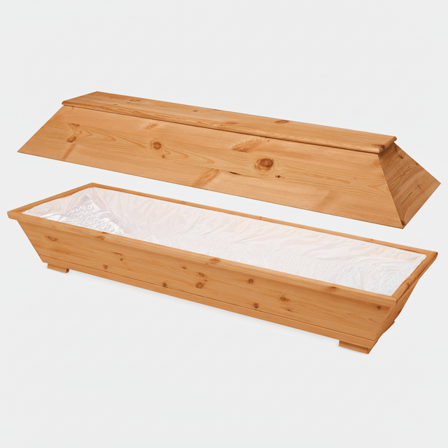 rustic wooden coffin