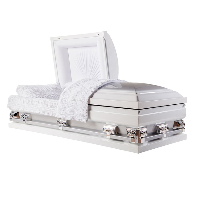 White Polished Steel American Caskets Manufacturer – Wholesale Classic Caskets for Traditional Funerals