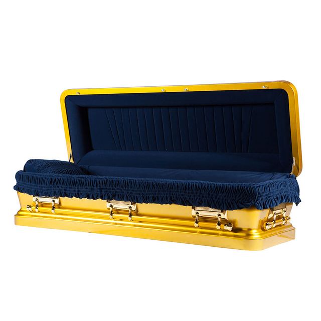Traditional Steel American Caskets Supplier – Wholesale Polished White/Gold Finish Caskets for Memorial Services